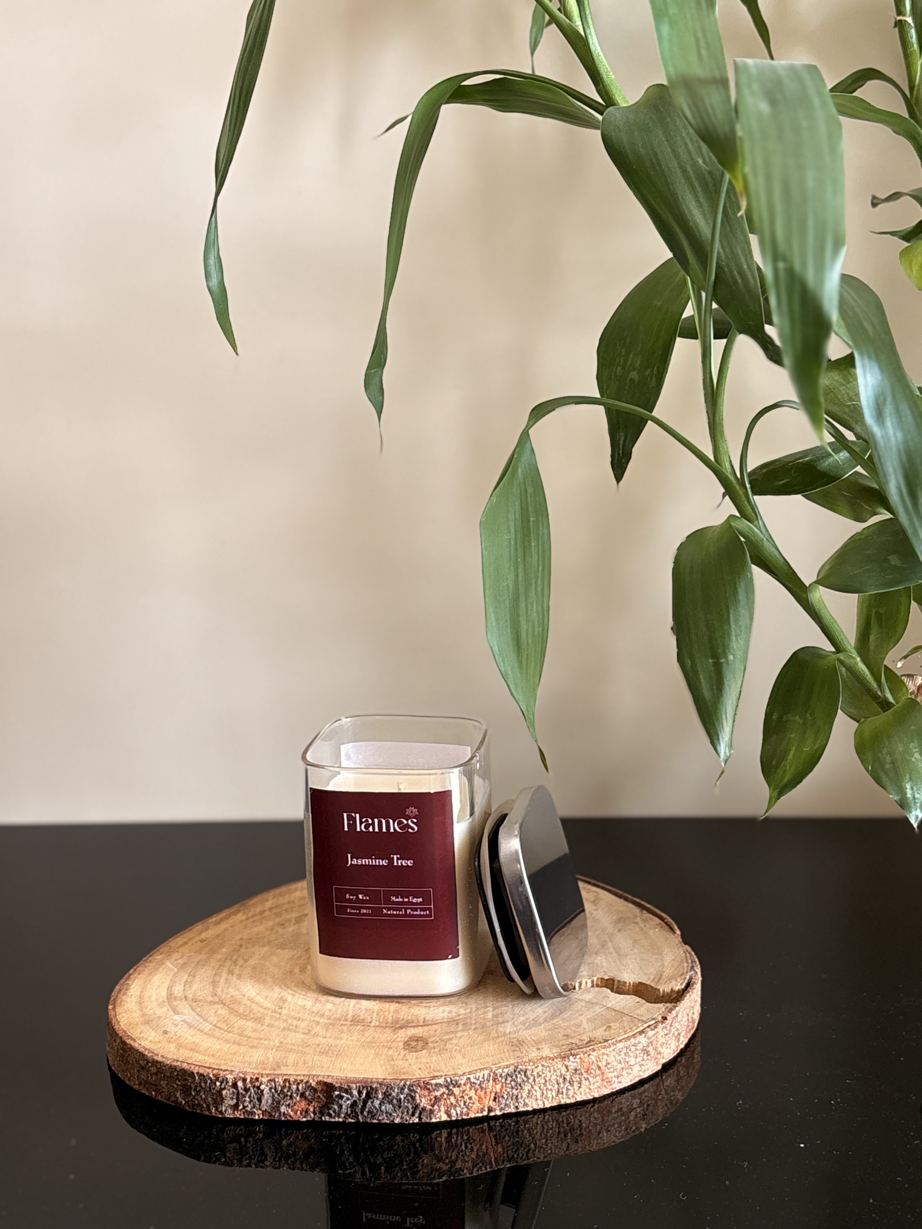 Square Glass Cup with Metal Led